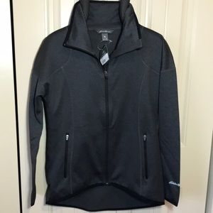 NWT Eddie Bauer Gray Black WR Stella Fleece jacket